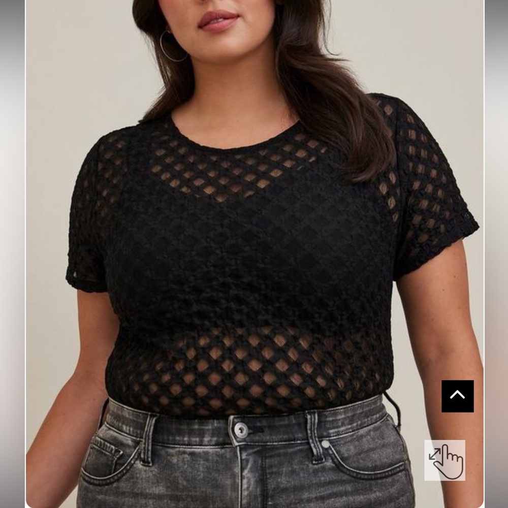 Sheer Geometrical Crew Neck Tee